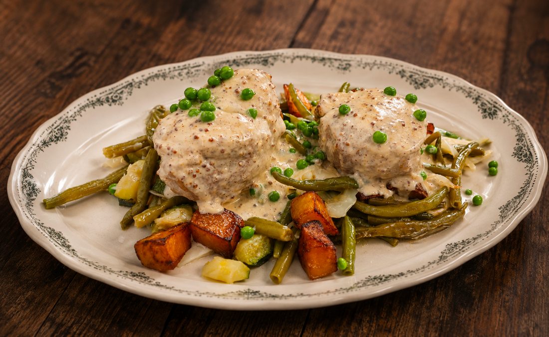 Filet mignon et légumes sautés